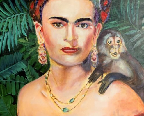 Frida Kahlo mit Äffchen